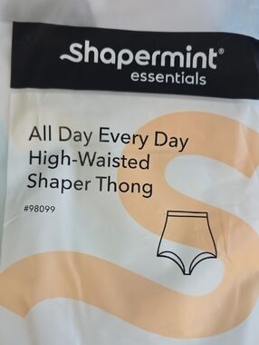 Shapermint High-Waisted Shaper Thong - Cream & Black